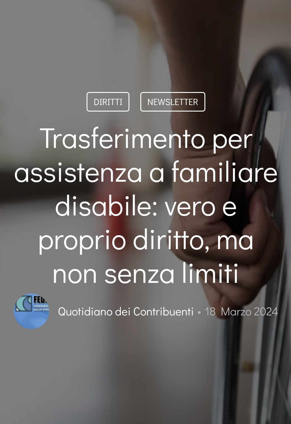 Trasferimento per assistenza a familiare disabile: vero e proprio diritto, ma non senza limiti